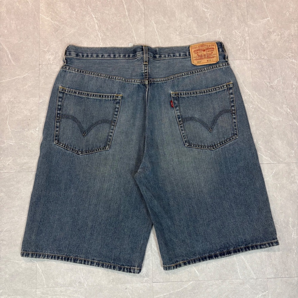 Levis 569 Loose Straight Denim Shorts Mens 36 Blue Medium Wash Jean Shorts‎